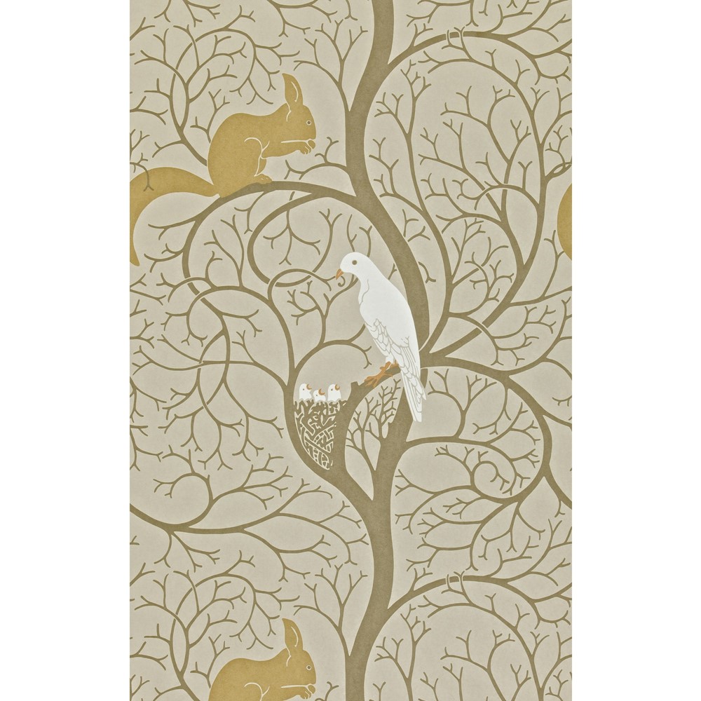 Squirrel And Dove Wallpaper 101 by Sanderson in Linen Ivy